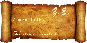 Zimmer Erika névjegykártya